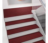 Carpet Stair Treads, Indoor Non-Slip Stair Runner Carpet, Self-Adhesive Stair Carpet For And Elders, 100% Polyester,Red,3pcs 26 * 75cm