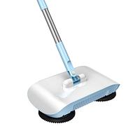 Carpet Sweeper Manual Hand Push Sweeper 3 in 1 Sweeping Mop Crumb Sweeper Vacuum Cleaner Home Cleaning Tool for Sweeping Mopping Blue