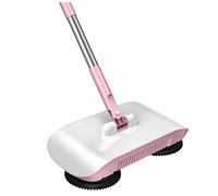 Carpet Sweeper Manual Hand Push Sweeper 3 in 1 Sweeping Mop Crumb Sweeper Vacuum Cleaner Home Cleaning Tool for Sweeping Mopping Pink