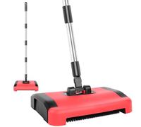 Carpet Sweepers Manual, Carpet Floor Sweeper Manual with 180° Rotating Brush Head, Three Layer Brush, Lightweight Manual Carpet Cleaner Non Electric Quite Rug Roller Brush Push for Cleaning Pet Hair