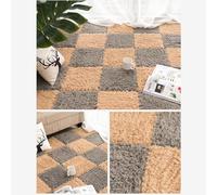 Carpet Tile Carpet Squares Interlocking Thick 1cm/0.4in 10pcs Non-Slip for Bedroom Playroom Living Room Build a Safe Area-Light Grey+Light Brown||60 * 60cm/24 * 24in