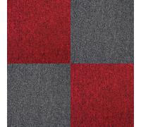 Carpet Tiles Commercial Hard Wearing Heavy Duty Domestic Premium Office Home Flooring 50cm x 50cm Red Black Blue Sand Grey (Charcoal Black & Scarlet Red)