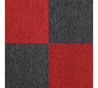 Carpet Tiles Commercial Hard Wearing Heavy Duty Domestic Premium Office Home Flooring 50cm x 50cm Red Black Blue Sand Grey (Charcoal Black & Scarlet Red)