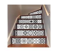 Carpet Tiles Self Adhesive, PVC Self-Adhesive Non-Slip Stair Tread Mats 100x18cm Black White 6 Pcs