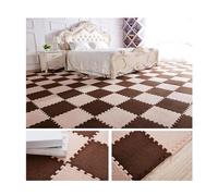 Carpet Tiles with Padding Foam Flooring Tiles EVA Cutable 30x30cm/12x12in for Bedroom Playroom Living Room Build a Safe Area-Coffee+Light Brown||14pcs