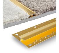 Carpet to Carpet Floor Double Door Bar - Gold Metal Threshold Trim Strip | 0.9m Length | Ideal for Doorways | Easy-Fit Cover Strip - Carpet to Carpet Double Flooring Door Bar