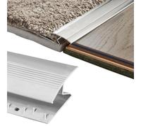 Carpet to Tile Laminate Wood Floor Door Bar - Silver Metal Threshold Trim Strip | 0.9m Length | Ideal for Doorways | Easy-Fit Cover Strip - Z Edge Carpet to Hard Flooring Door Bar