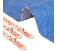 Carpet Underlay Set -107.64 ft² (10 m²) Foam Underlay Roll with 40 Pre-nailed Carpet Gripper Rods (2.49 ft / 76 cm Each) - Dual-Purpose for Heat & Sound Insulation on Wood & Concrete Floors