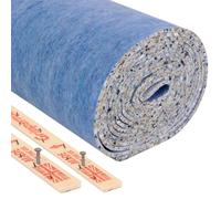 Carpet Underlay Set - 53.82 ft² (5 m²) Foam Underlay Roll with 20 Pre-Nailed Carpet Gripper Rods (2.49 ft / 76 cm Each) - Dual-Purpose for Heat & Sound Insulation on Wood & Concrete Floors