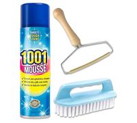 Carpet & Upholstery Cleaner for Home, Cars & Pets - 1001 Mousse Foam Cleaner 350ml with Brush & Lint Remover | Carpet Cleaner Foam & Fabric Cleaner Upholstery Solution