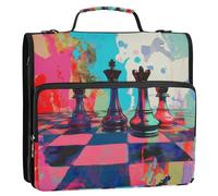 Carpeta de cremallera Chess Set 1.5" 3 Rings with Zipper and Handle, Multiple Pockets, School Supplies Organizer for School/Office