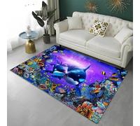 Carpets For Teen Boy Gril Kids 3D Animals Fish Dolphins Print Bed Rugs Bedroom Living Room Decorations Floor Indoor Area Rugs Non-Slip Pads - Polyester Material - Easy Clean 100 X 150 C -2865794523128