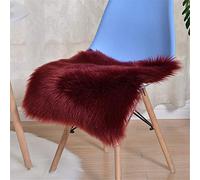 Carpets Soft Artificial Sheepskin Faux Fleece Chair Cover Seat Pad Soft Fluffy Shaggy Rug for the Bedroom,Living Room or Nursery,Furry Carpet or Throw for Chairs Faux Fur Floor Rugs,wine red,60*60cm