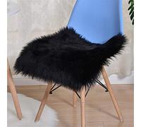Carpets Soft Artificial Sheepskin Faux Fleece Chair Cover Seat Pad Soft Fluffy Shaggy Rug for The Bedroom,Living Room or Nursery,Furry Carpet or Throw for Chairs Faux Fur Floor Rugs,Black,45 * 45cm