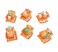 Carpincho Figures,Carpincho Desk Decor - Rocking Chair with Tiny Carincho Figures - Capybara Ornaments, Cartoon Rocking Chair, Decoration, Home Art for Garden