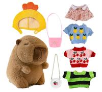Carpincho Stuffed Animal, Carpincho Plush with Clothes - Cute Winter Animal Toys with 4 Clothes and Accessories | Capybara Plush Toy for Dress-Up, Adorable and Soft, Toy