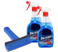 CarPlan Car Plan De-Icer Trigger Spray 500Ml X 2 With 3-In-1 Ice Squeegee - Fast Frost Removal, Winter Windscreen Cleaning Kit
