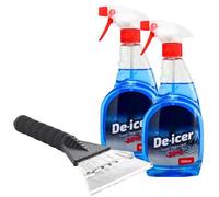 CarPlan Car Plan De-Icer Trigger Spray 500Ml X 2 With Soft Grip Ice Scraper - Fast Ice Removal, Winter Car Cleaning Kit