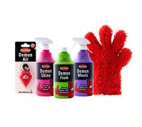 CarPlan Demon Essentials Complete Car Cleaning Kit Foam Wheels Glass Shine 5L