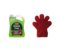 CarPlan Demon Snow Foam Shampoo, 2 Litre (Pack of 1) + CarPlan Demon 2 in 1 Noodle Wash Mitt - Super Absorbent Microfibre Wash Mitt