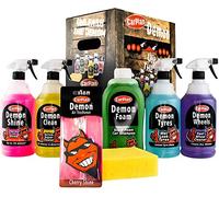 Carplan DGP100 Demon Gift Pack Car Cleaning Kit Wheels Tyres Interior with Sponge And Demon Cherry Air Freshener