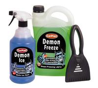 CarPlan Demon Freeze, De-Icing Screenwash, 2.5 Litres (Pack of 1), CarPlan Demon Ice, Ice Preventer and De-Icer, 1 Litre (Pack of 1) & CarPlan Ice Scraper