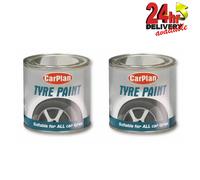 Pack of 2 Tetrosyl Carplan 250ML Tyre Wall Paint Black Specially formulated to provide a decorative black finish on your vehicles tyre side walls, mud flaps and other rubber components.