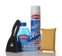 CarPlan Winter Essentials Kit - Deicer, Screen Wash, Ice Scraper, Windscreen Deminster Pad