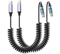 CarPlay Cable USB C to USB C, 100W, 3 FT Coiled USB-C Cable - Compatible with iPhone 15/16 Pro Max, Samsung Galaxy, Google Pixel - Supports Apple CarPlay & Android Auto (Black)