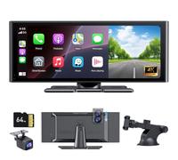 CarPlay Display for Car 10.26 Inch HD Wireless Compatible with Apple CarPlay & Android Car, Car Play Display Touchscreen with SuperLink, 4K Dashcam, 1080P Rear Camera, Loop Recording, Bluetooth Audio