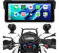 Carplay Screen for Motorcycle,Wireless CarPlay&Android Auto,8.1’’ IPS Waterproof Portable Radio with WiFi Video,BT,EQ,FM,DVR,SWC,Dual Front and Rear Cameras