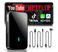 Carplay Wireless Adapter, AI Box Carplay Supports for Netflix/YouTube/TF Card, 4GB+32GB Magic Box Adapter, Plug & Play, Drivechat with AI Skills, Dual WiFi, Bluetooth, Fits for OEM Wired CarPlay Cars