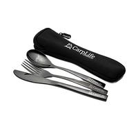 CarpLife Carp Fishing Cutlery - Black Stainless Steel Set - Etched Design