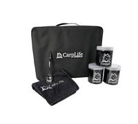 CarpLife Brew Kit Bag Cookware Set - Portable Coffee Tea Cookware Bag - Carp Fishing Brew Kit Set - Camping Tea Coffee Sugar Storage, Teaspoon and Microfibre Hand Towel for Travel & Road Trips - Black
