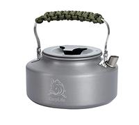 Lightweight Aluminium Camping and Fishing Kettle - CarpLife Products - Fishing Kettle - Camo Paracord Handle 1.1L Capacity - Hand Finished (Green Handle)