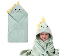 CarPlusStudio Baby Towel with Hood - 80x80cm Ultra-Soft Coral Fleece Baby Bath Towel, Cute Animal Design Hooded Towel for Newborn Boys & Girls, Absorbent & Cozy Baby Wrap for Bath Time & Swaddling