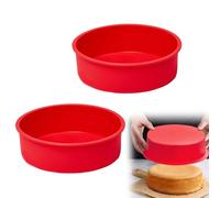 CarPlusStudio Silicone Cake Tins - 2 Pcs 8 Inch Non-Stick Round Molds for Baking Mousse, Muffin, Pudding, Cupcake, Bread - Professional Set