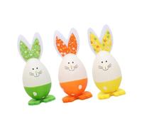 CarpNettore 3X Easter Eggs Decorative Rabbit Eggs Easter Decoration Adornments for Desk Dresser, Green Orange Yellow