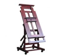 CarpNettore Adjustable Art Easel Floor Stand Wooden Rolling Easel Canvas Holder Beech Wood Material Suitable for Artists and Gallery, Black Walnut Color, Dual-use Flat and Upright, Rubber Wheels