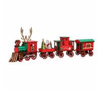 CarpNettore DIY Wooden Train | Red and Green Details, Holiday Train Decoration, for Mantel, Shelf, Desk