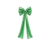 CarpNettore Eye-Catching Hanging Bow | Glittery, Christmas Bow Ornament, Large, for Holiday Decorating, Green