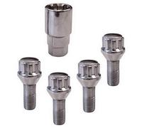 Carpoint Safe for your car 05.205.03 Anti-theft wheel lock type C, Set of 4 with 1 adapter, safety for rims and wheels, Ball M12 x 1, 5x 26mm, Gray