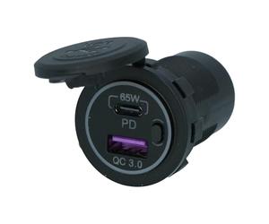 Carpoint Built-in Connector USB-A/USB-C 65W Fast Charger