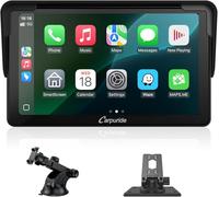 Carpuride Car Stereo, Portable Wireless Carplay & Android Auto,7 Inch 1080P HD Touch Screen Radio with BT 5.0, Mirror Link Support Truck RV Dash Mount
