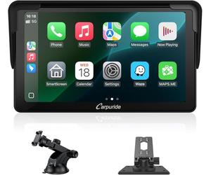 Carpuride Car Stereo, Portable Wireless Carplay & Android Auto,7 Inch 1080P HD Touch Screen Radio with BT 5.0, Mirror Link Support Truck RV Dash Mount