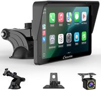 Portable Carplay Screen, Carpuride V3R Wireless Airplay&Android Auto, 7 Inch 1080P HD Touch Screen with Real 720P Backup Camera/BT 5.0/Mirror Link/USB Playback/Noise Reduction Chip AUX