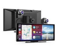 Carpuride Portable Wireless Carplay & Android Auto with Dash Cam-W125A 11.26" HD IPS Screen, 4K Front Cam + 1080P Rear Cam, Loop Recording,Bluetooth Audio,GPS,Siri,Music