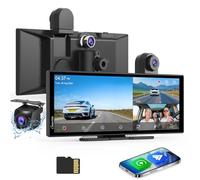 Carpuride W125S Carplay Screen with 3 Channel Dash Cam，4K Front &1080P Rear