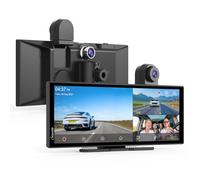 Carpuride W125S Carplay Screen with 3 Channel Dash Cam, 4K Front &1080P Rear Camera, 1080P Infrared Cabin Camera, Wireless Carplay & Android Auto, 11.26" HD Touchscreen, Loop Recording, Bluetooth.