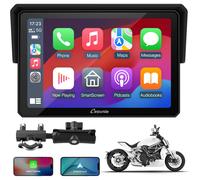 Motorcycle CarPlay Screen Carpuride W502 - 5" IP67 Waterproof Touchscreen, Wireless CarPlay & Android Auto, Dual Bluetooth, GPS Navigation, Universal Handlebar Mount, Siri Voice Control
